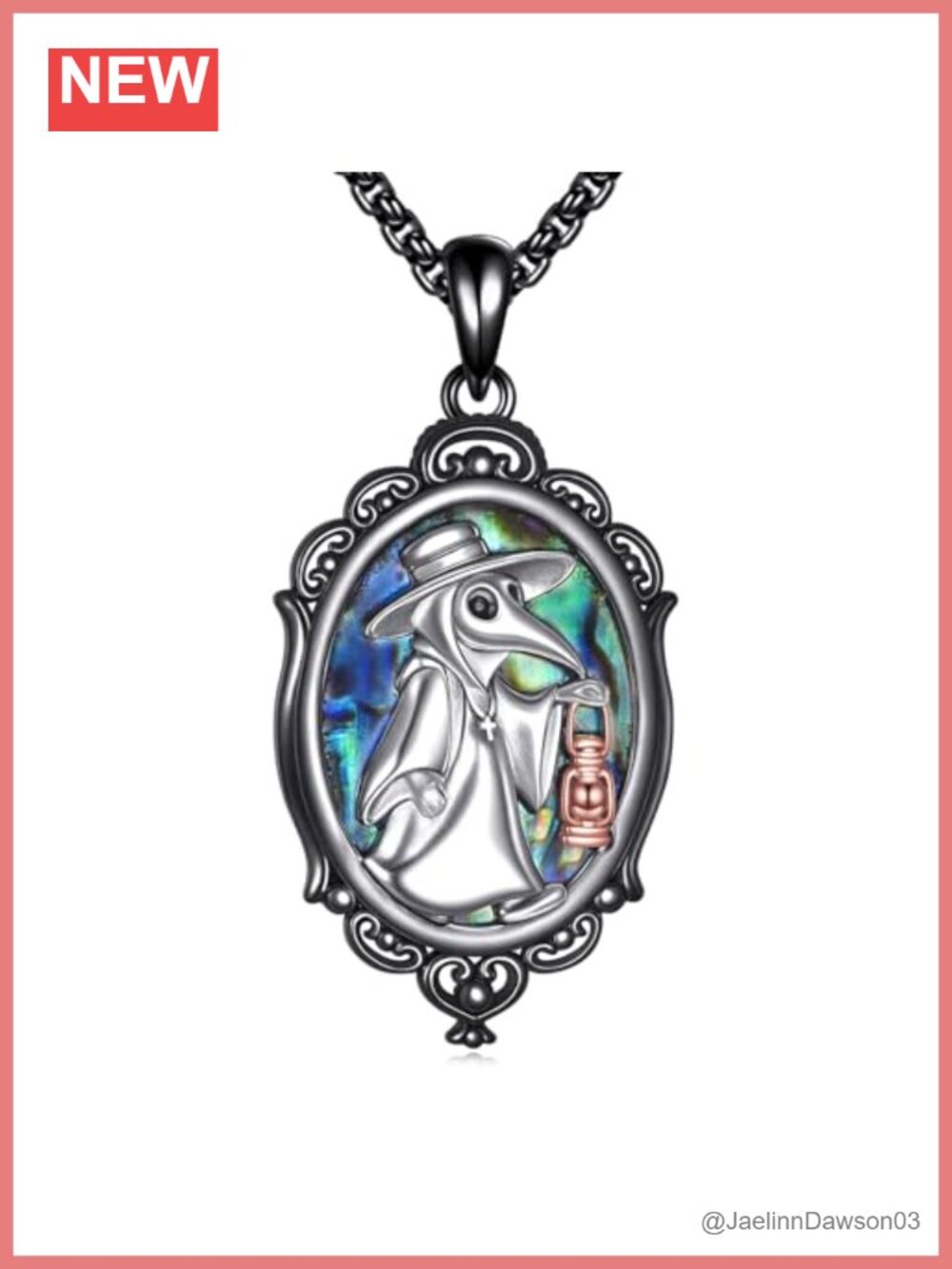 Gothic Plague Doctor Necklace 925 Sterling Silver Punk Pendant